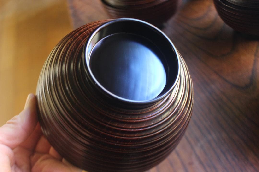 専用！風情ある糸目地に優美な雲錦蒔絵の映える煮物椀5点（検輪島塗雑煮椀