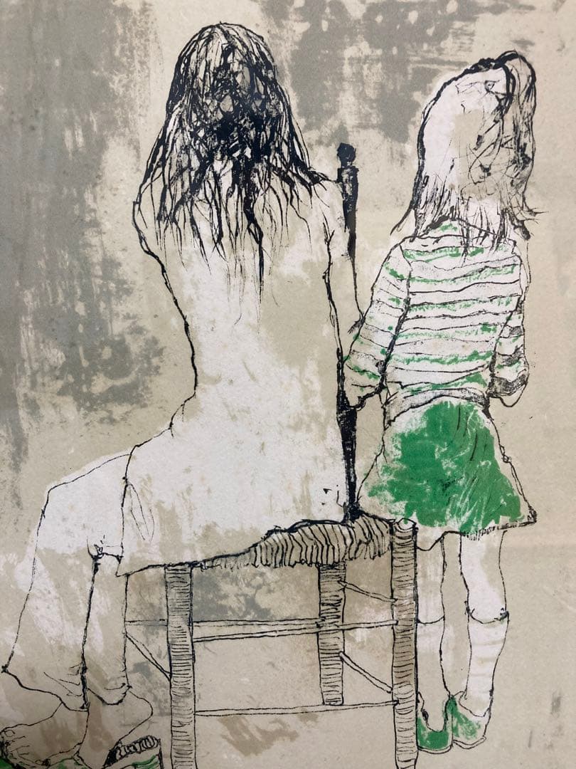 真作保証】ジャン・ジャンセン「親子」リトグラフ 直筆サイン 版画