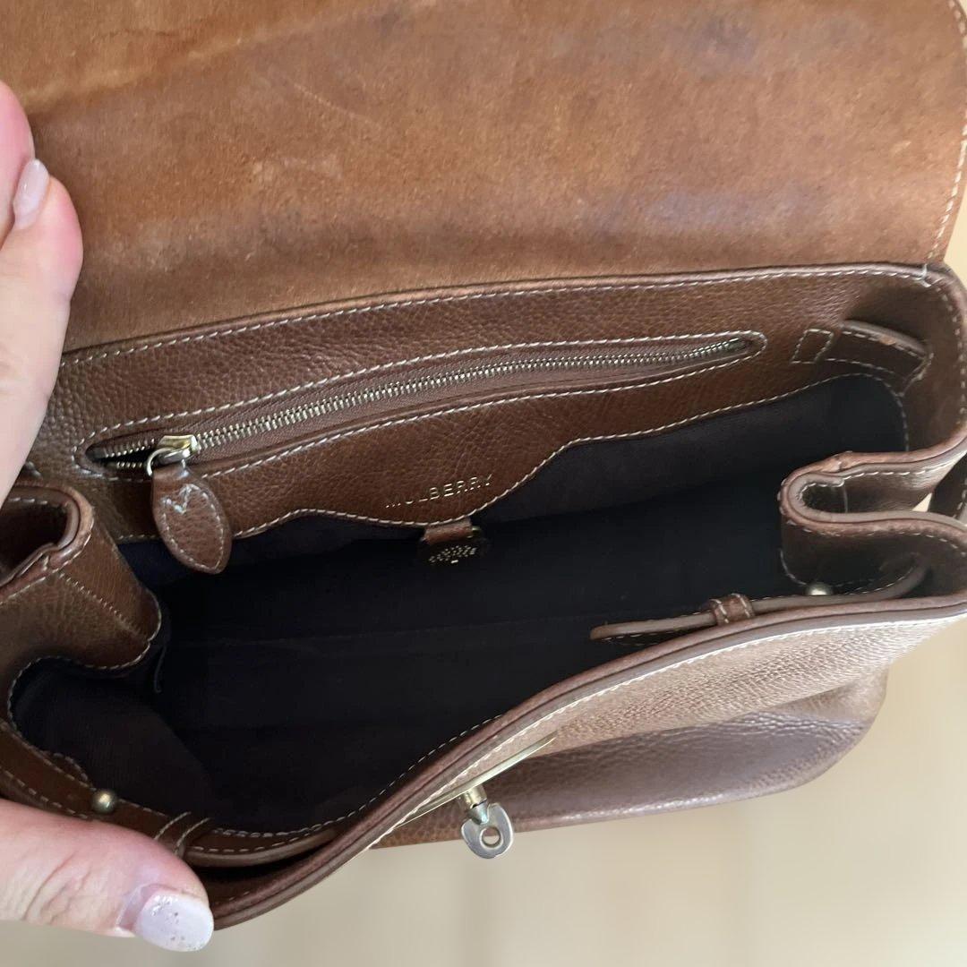 マルベリーmulberryブラウンレザーショルダーバッグドロシー