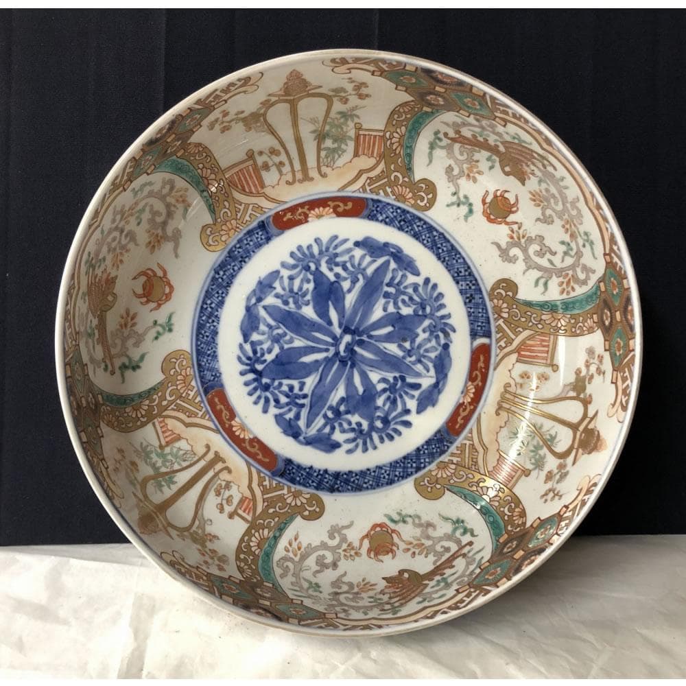 きなこ様専用 e3002 古伊万里 色絵 鉢 径24.7cm 二重高台