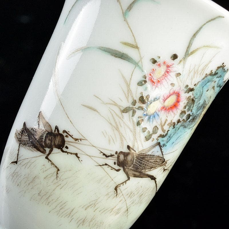 中国 景徳鎮 粉彩 花草昆虫文 酒杯 三客 F R4790