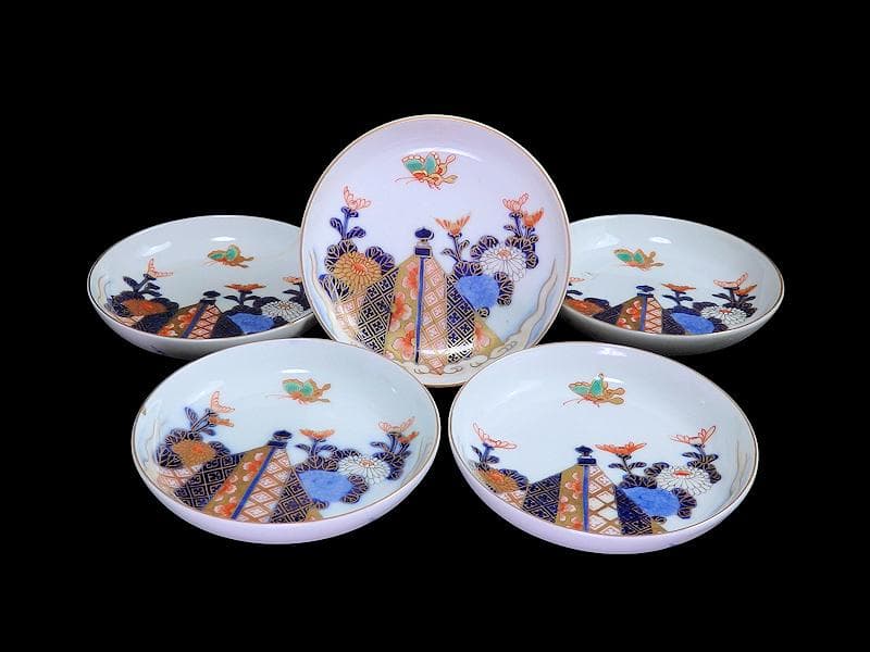 古伊万里 色絵 蝶に菊の図 4寸皿 5枚 C109AS-DAe - メルカリ