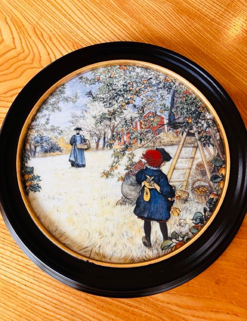 ロイヤルコペンハーゲン「ピッキングアップル」絵画プレート証明書と