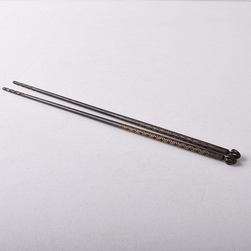 茶道具　大西浄寿造　鉄製　七宝象眼火箸　共箱　V　7856