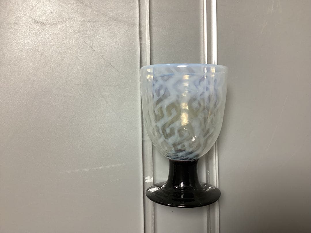 すみれ様専用 雷文 黒脚 なつめ形 氷コップ (検) 和ガラス ウランガラス