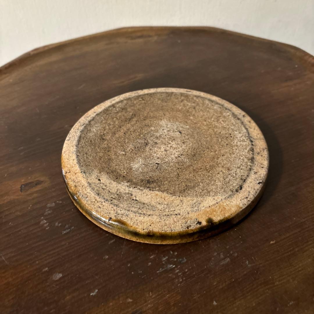 古瀬戸 織部釉行灯皿 行燈皿 石皿 古民芸 美濃 古美術