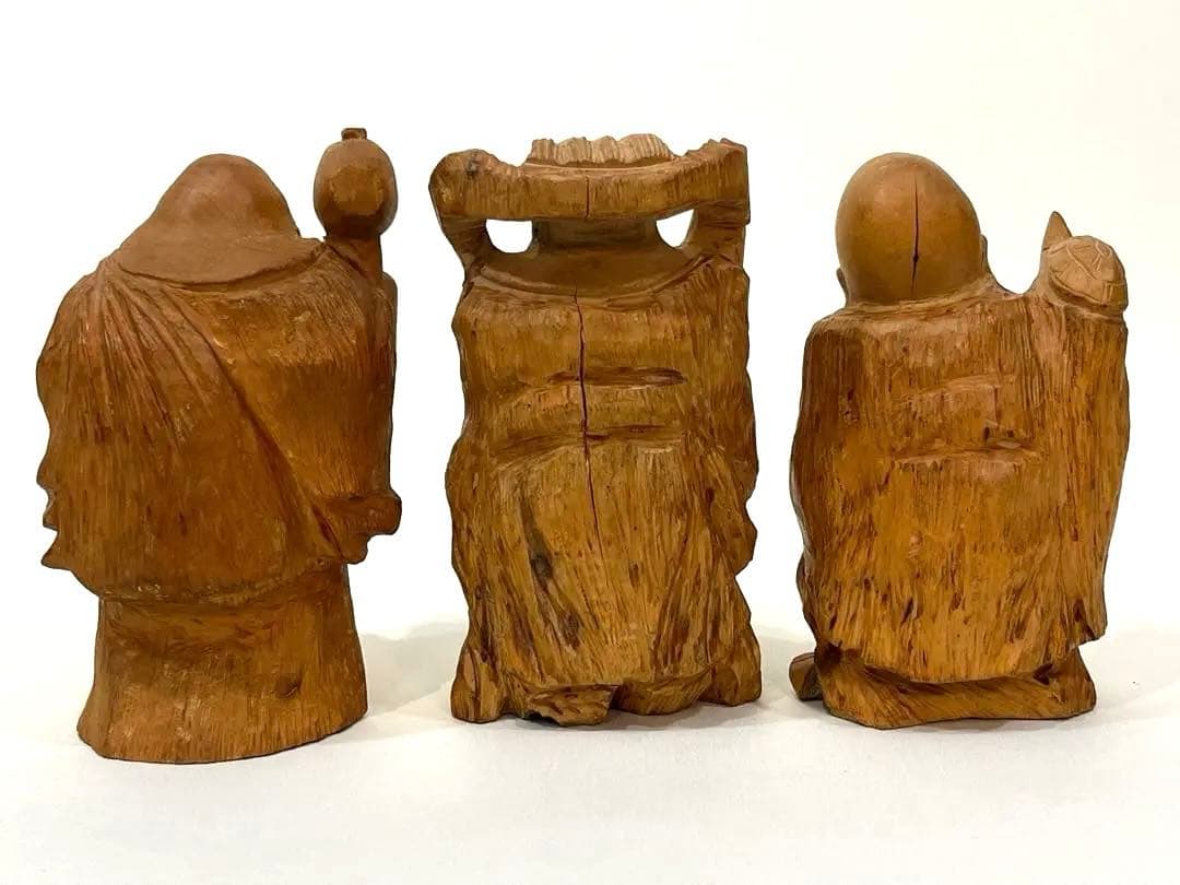 縁起物☆七福神セット 木彫りの金運・招福・開運 置物 昭和レトロ