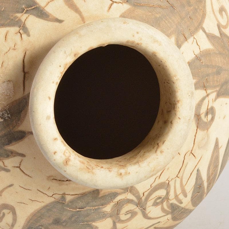 中国 磁州窯白磁 鉄絵花卉文瓶 M 6321C