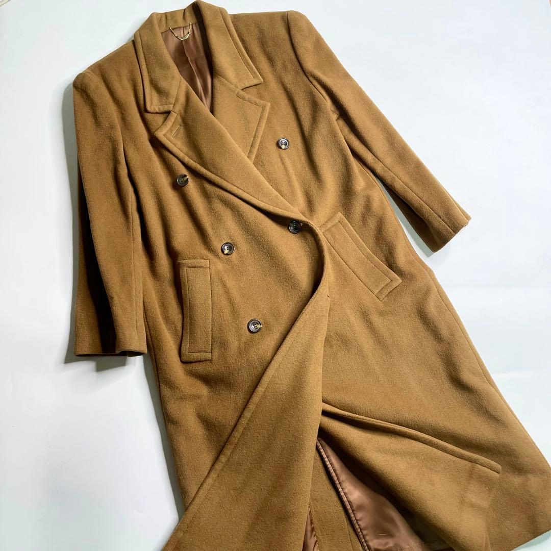スイス製生地カシミヤ100 キャメル ダブルチェスターコート 日本製