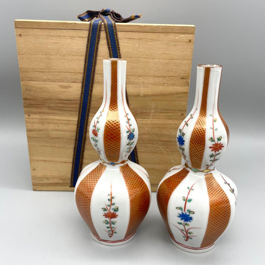 時代織部大徳利時代箱つき花瓶花器古玩中国レトロアンティーク