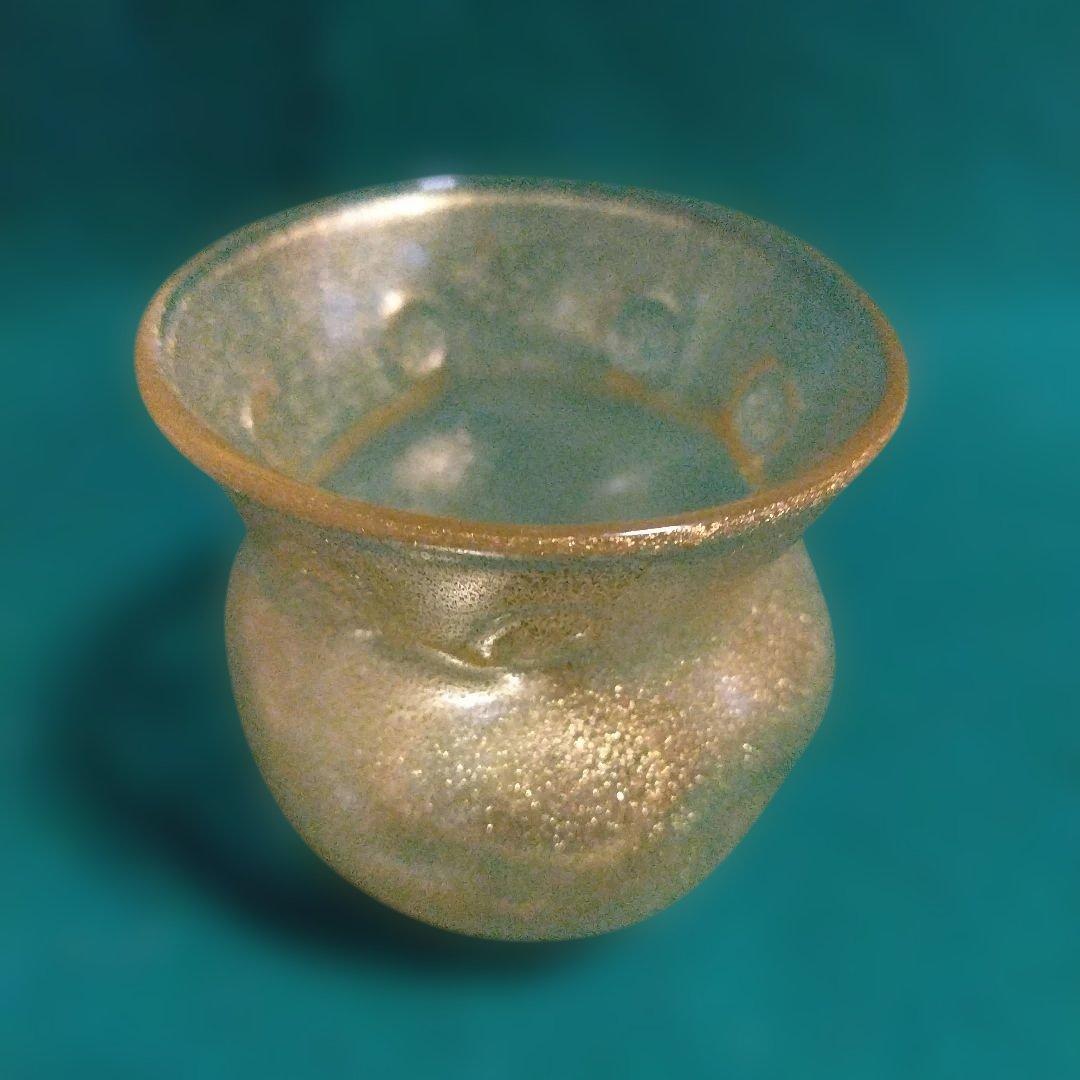 金色泡入りガラス茶器 木箱付き 岩田久利