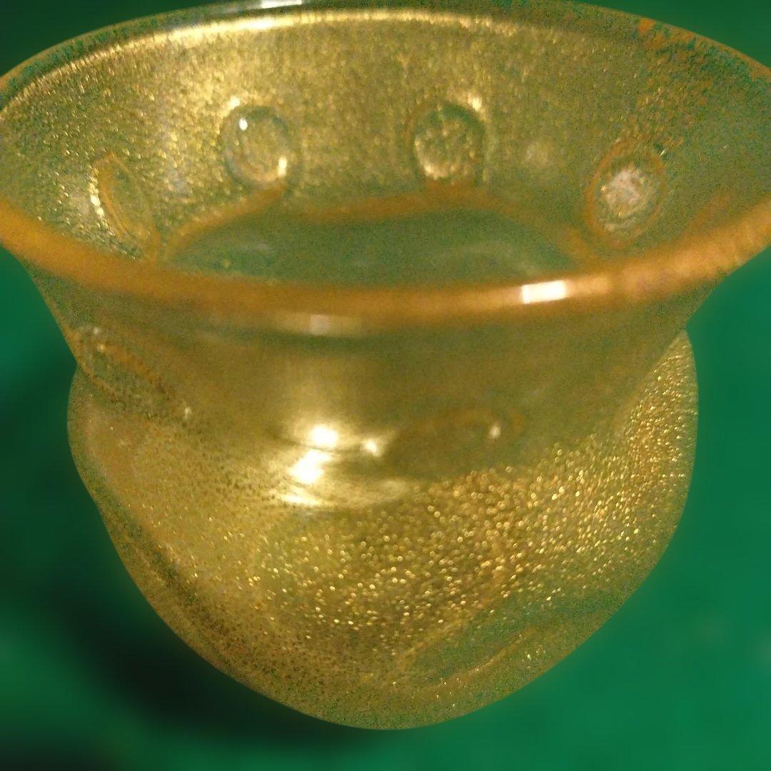 金色泡入りガラス茶器 木箱付き 岩田久利