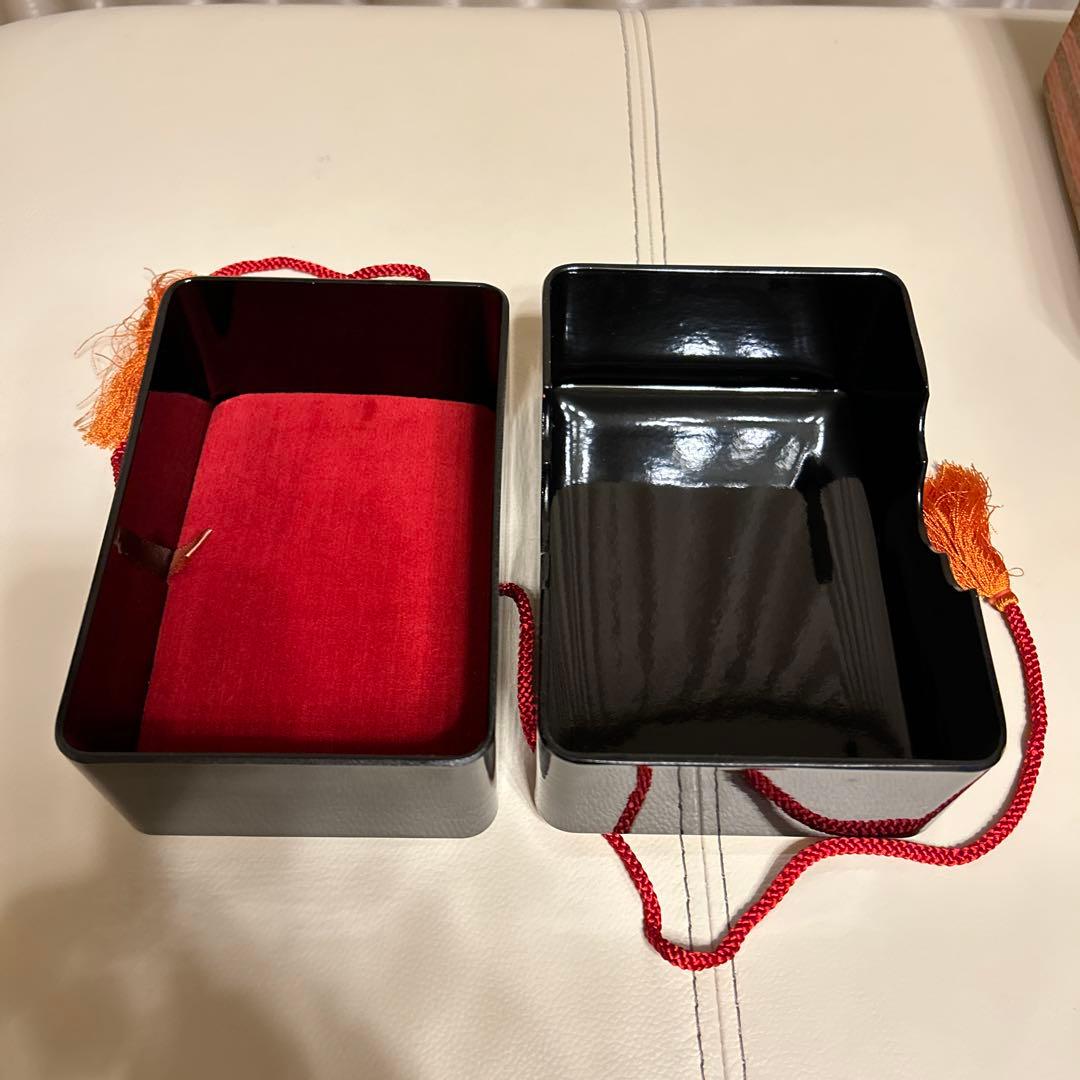 会津 本金(純金)蒔絵 漆器 小箱 保管箱 文箱 紐付 新品未使用 箱付