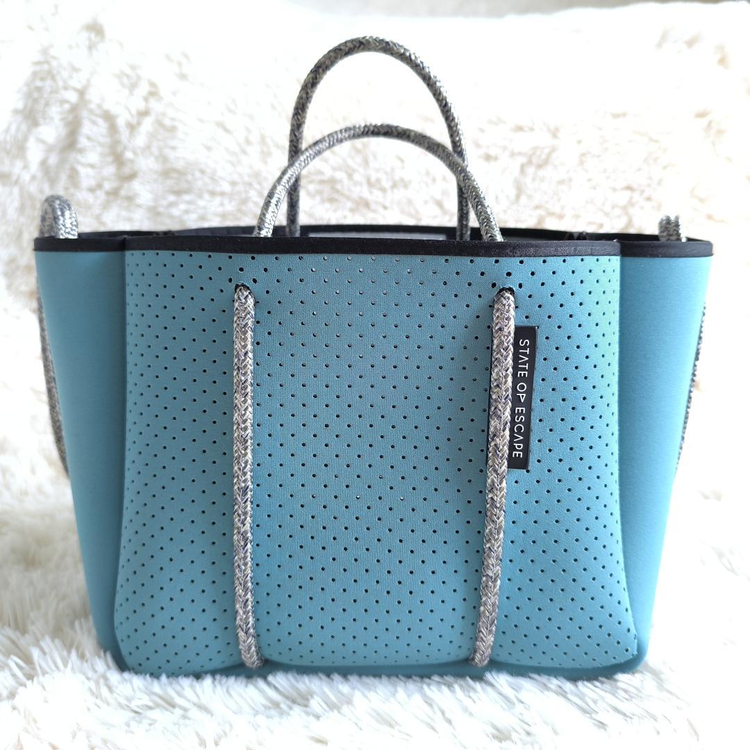 STATE OF ESCAPE ハンドバッグ 2WAY ポーチ付き ブルー