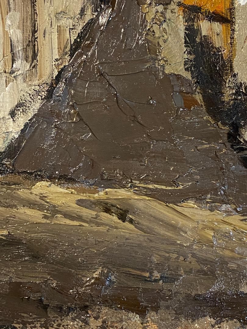 「真作」加納秀雄「ロハの裏町」風景画　油彩画　額装　サイン有り　F8号