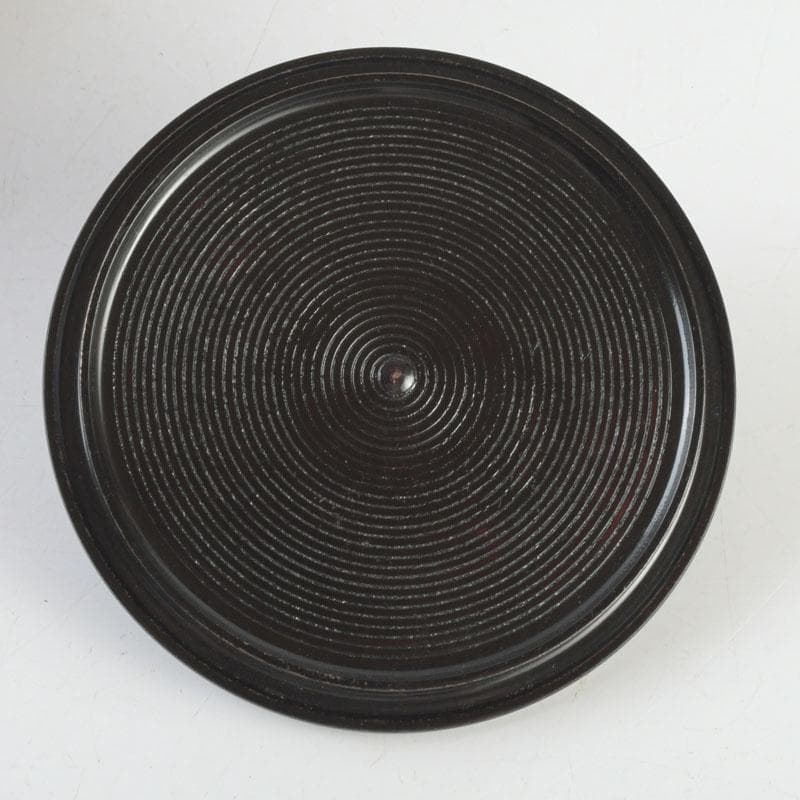 茶道具 釜師 菊池政光作 筋入平丸釜 共箱 V 9293A