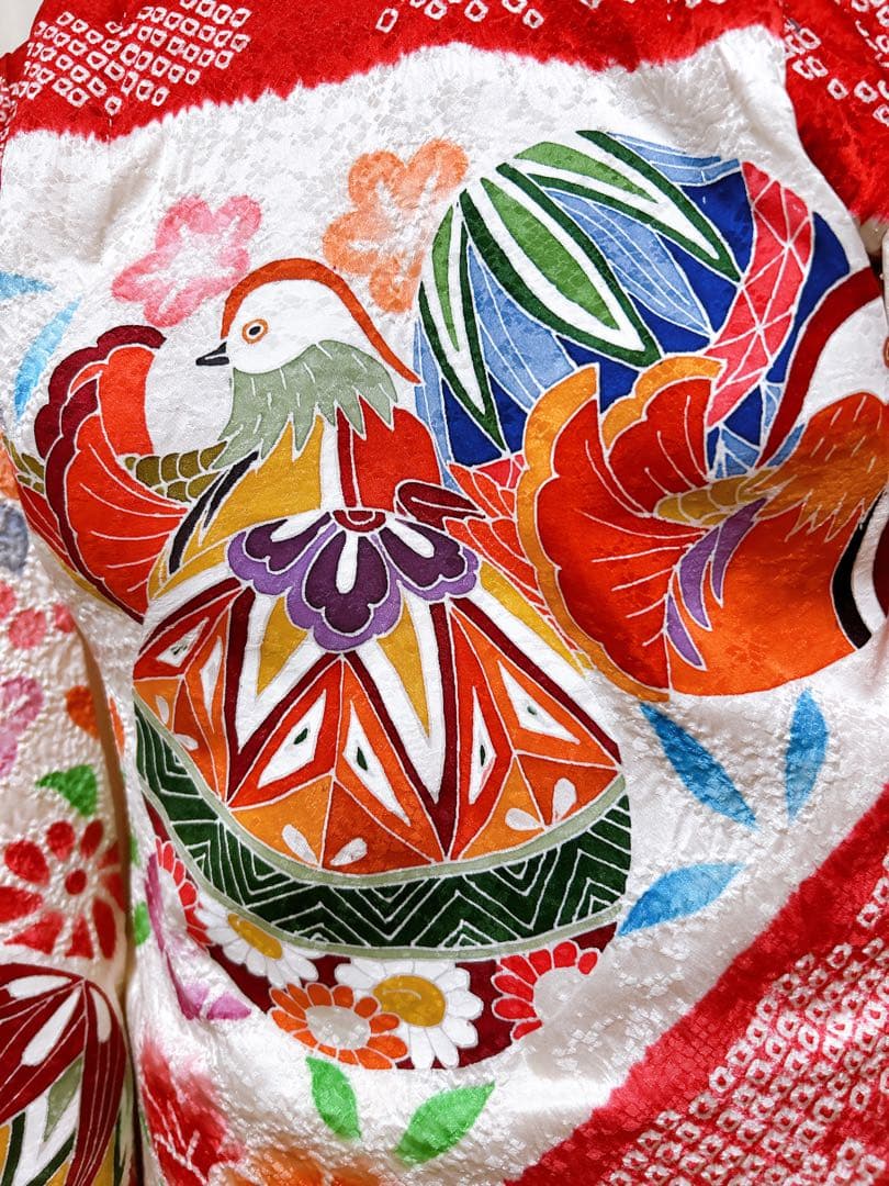 豪華逸品総絞り被布♡七五三　3歳　フルセット　女の子　赤　白　正絹