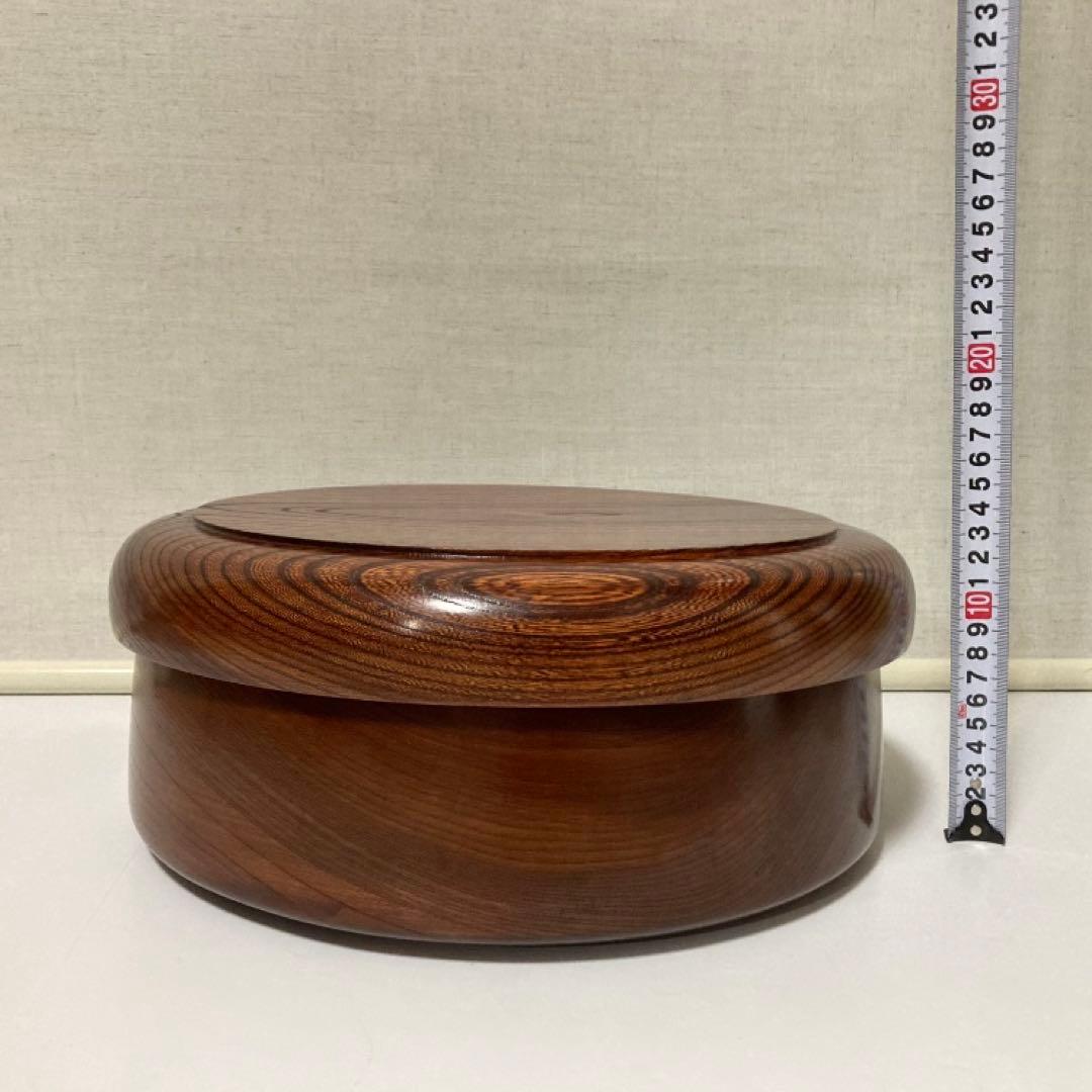 茶びつ 茶櫃 お盆 欅 木製 天然木 くり抜き 蓋付き 茶道具 工芸品