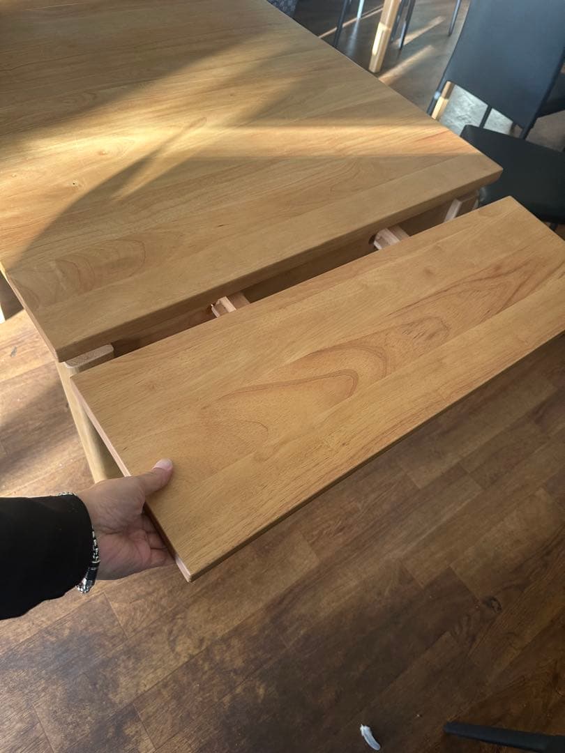 木製ナチュラルウッド正方形ダイニングテーブル