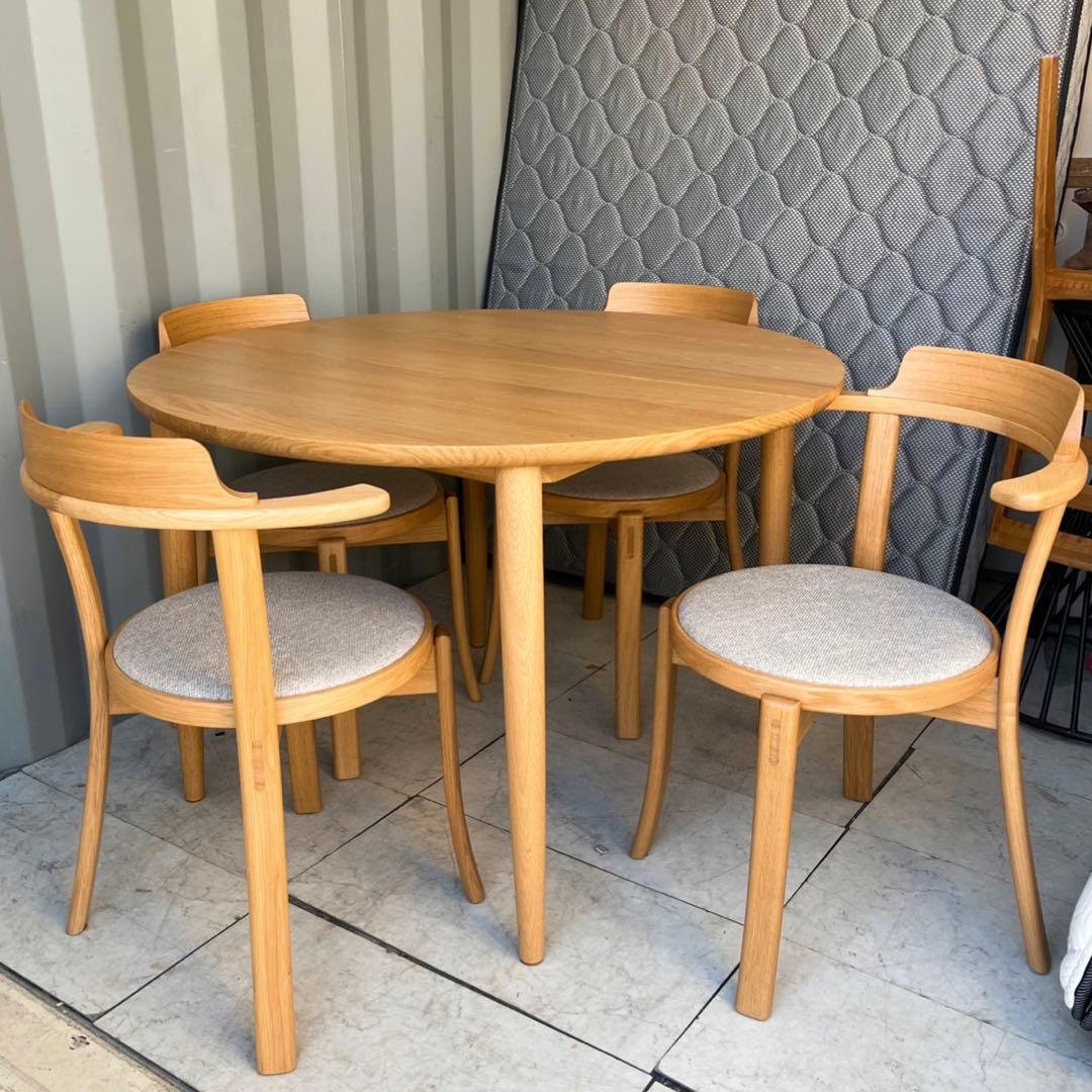 取付無料！カンディハウス マム ダイニング EXテーブル ルントオムチェアー4脚