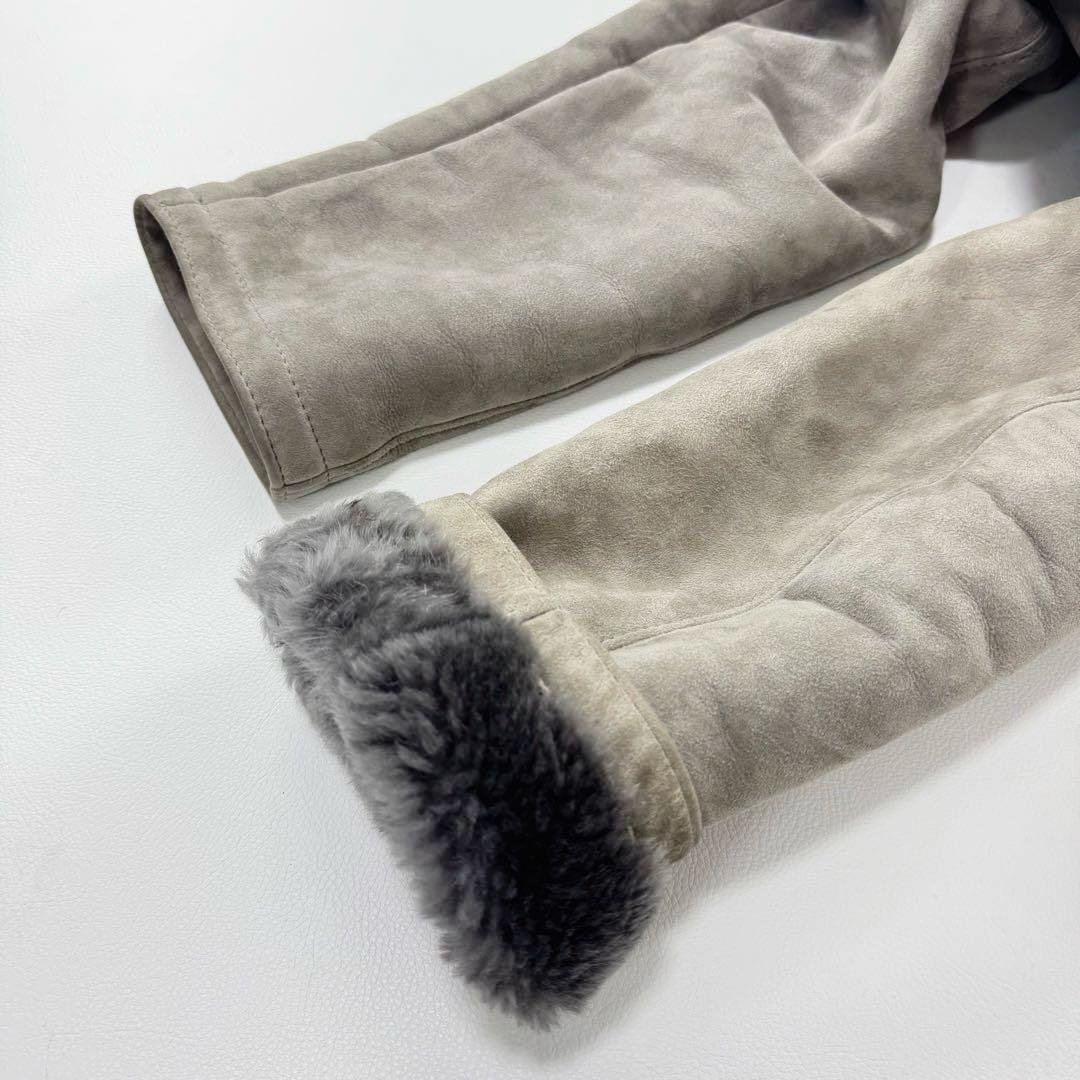 ヴィンテージ シープスキン スエードレザーリアルムートンチェスターコート グレー