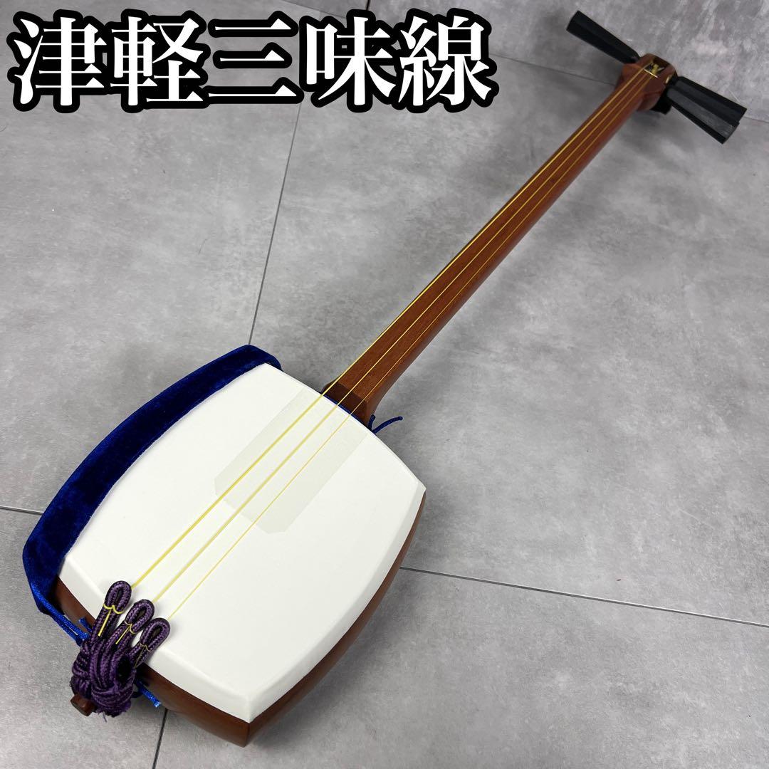 比較的美品 初心者おすすめ 津軽三味線 太棹 正寸 合皮 花梨 胴掛け