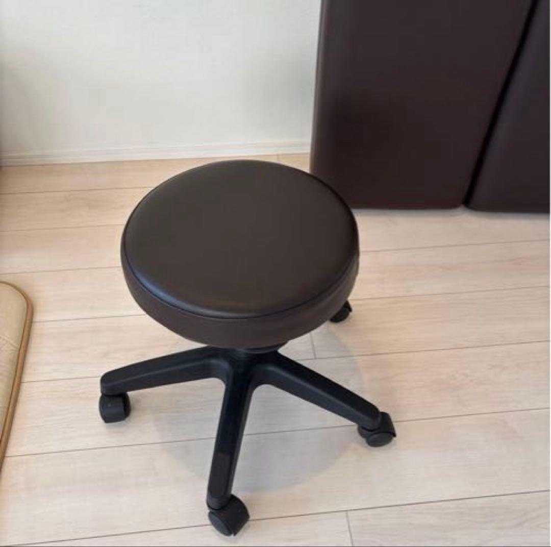 折りたたみ マッサージベッド 木製ダークブラウン スツール ブラウン丸