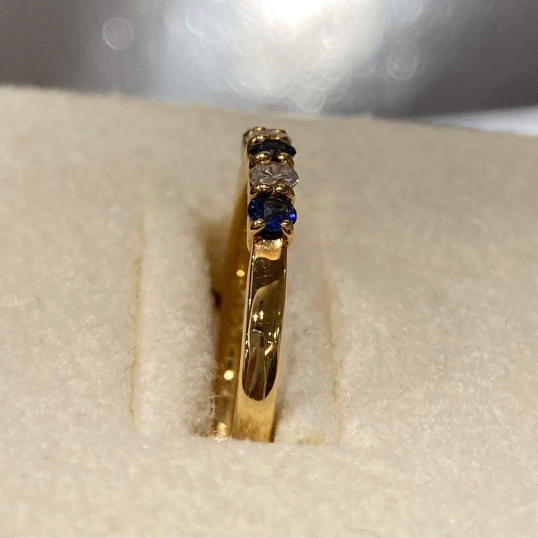 【新品未使用】K18 サファイア ダイヤモンド リング 5石