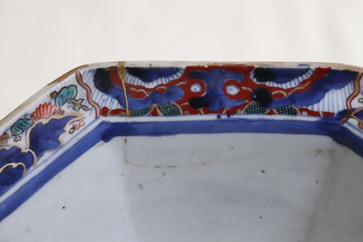 中国　呉須　八角大鉢　アンティーク　送料込み0206