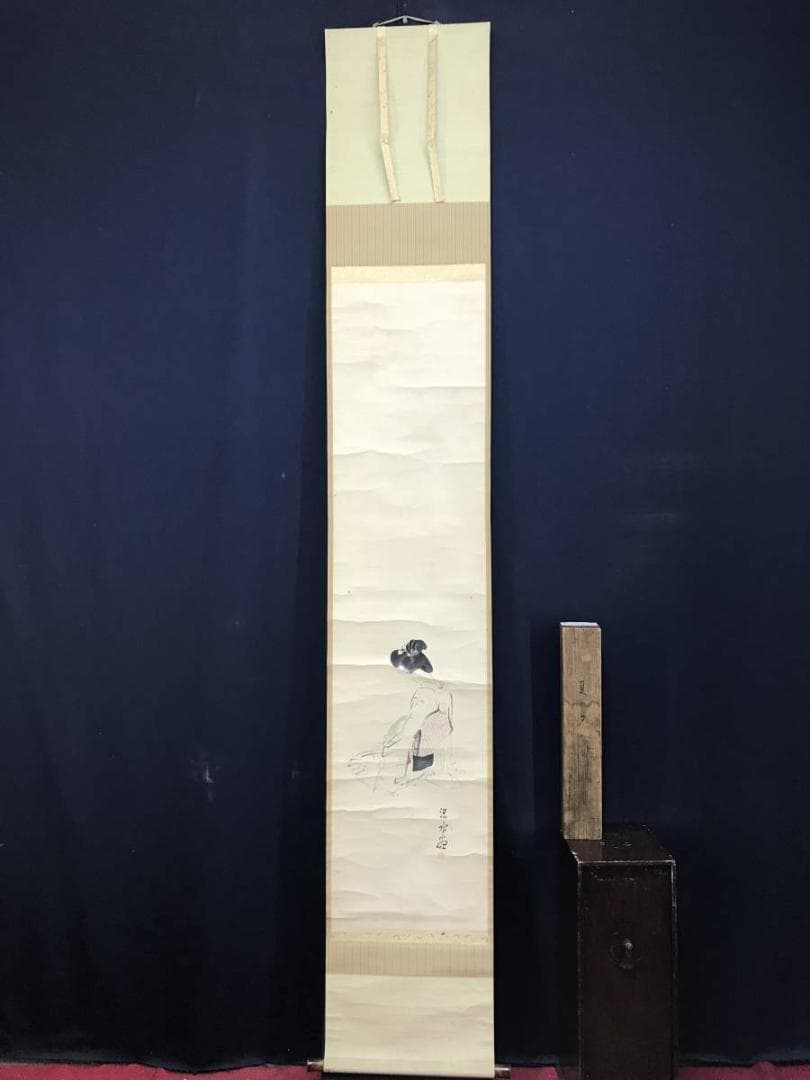 模写/伊東深水/美人画/夏の夕/掛軸/名家伝来AE-380