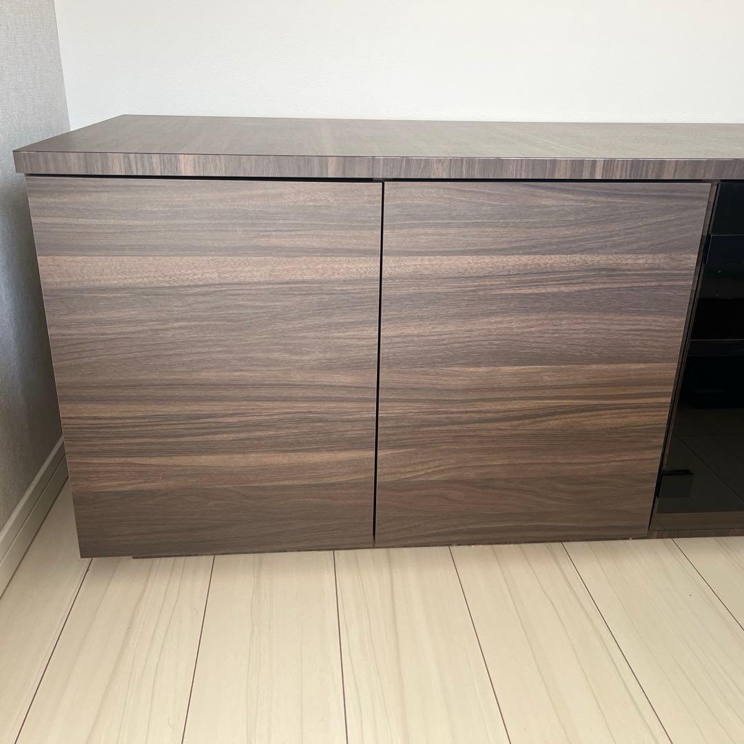 ダークブラウン 木製 テレビボード ガラス扉付き フルオーダー 日本製