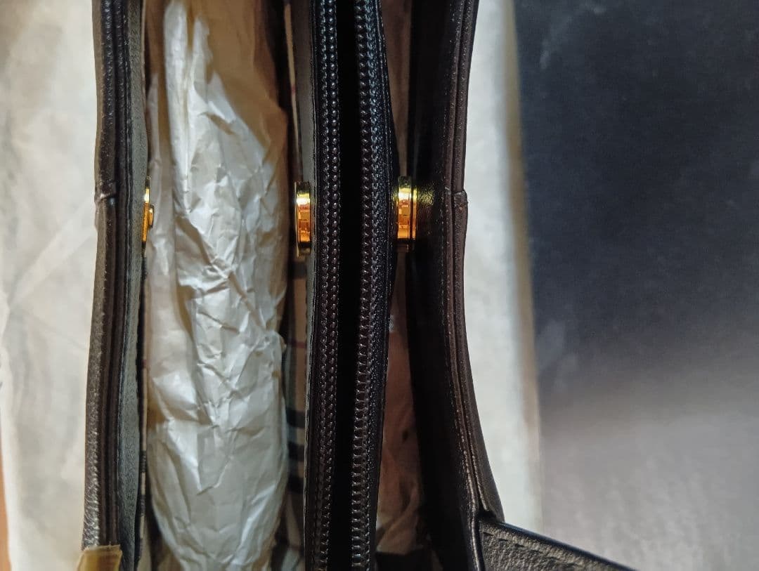 バーバリー レザー トートバッグ ノバチェック 金属金具 ブラック 黒