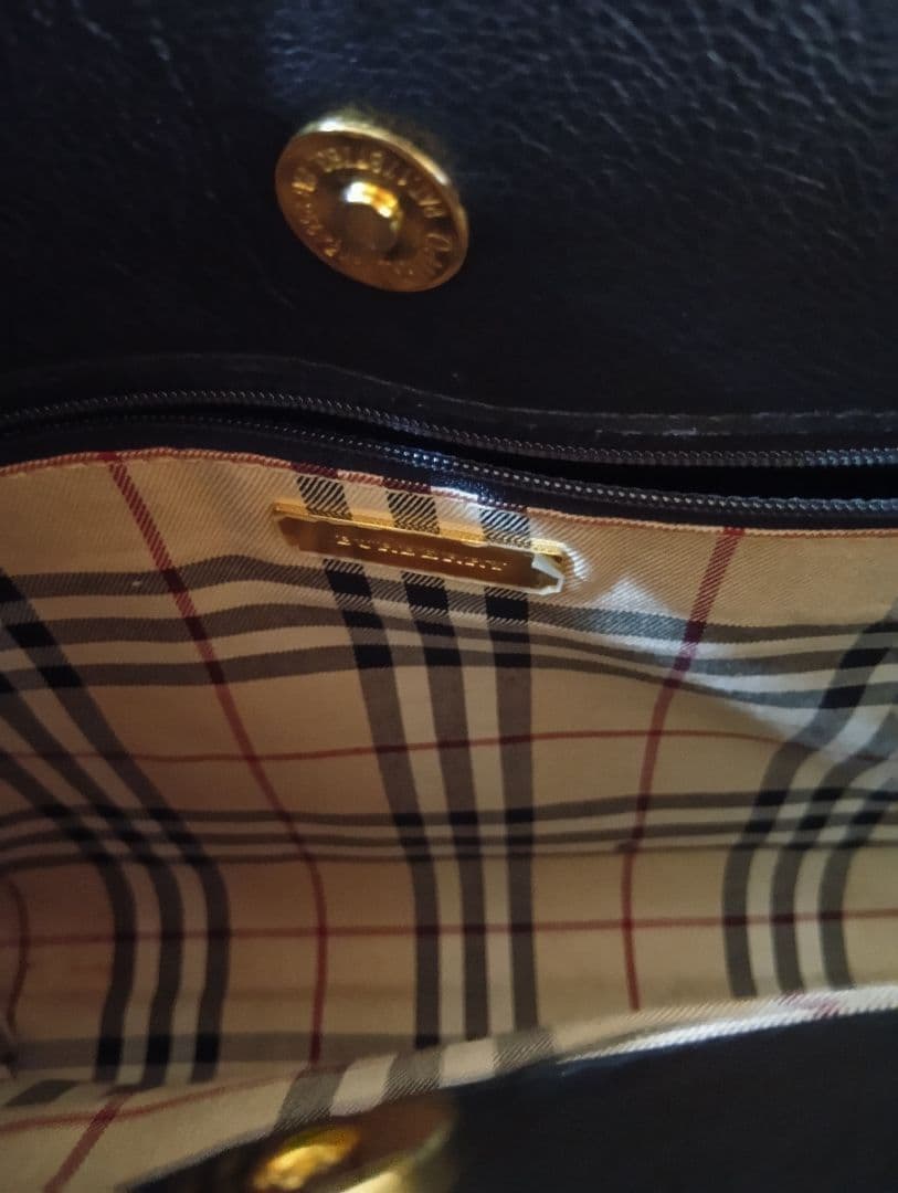バーバリー レザー トートバッグ ノバチェック 金属金具 ブラック 黒
