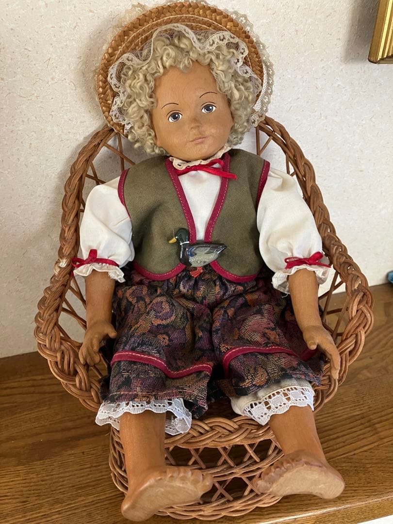 木製人形 ドイツ 34㎝ 女の子 美術品・アンティーク・コレクション
