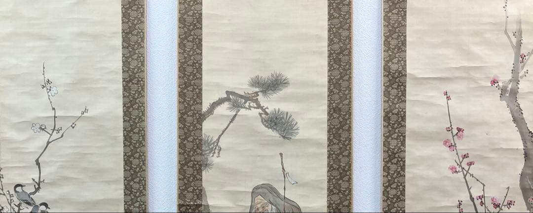 松村呉春 3幅（白梅・寿老人・赤梅） 絹本 掛軸 - メルカリ