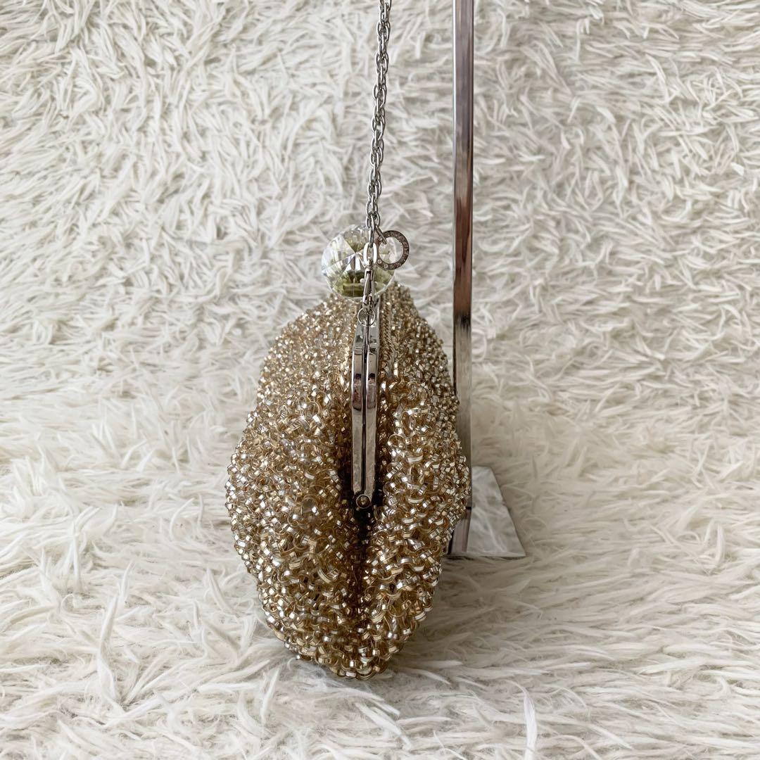 【アンテプリマ】ワイヤーバッグ ショルダ ベージュ　 がま口　チェーンショルダー