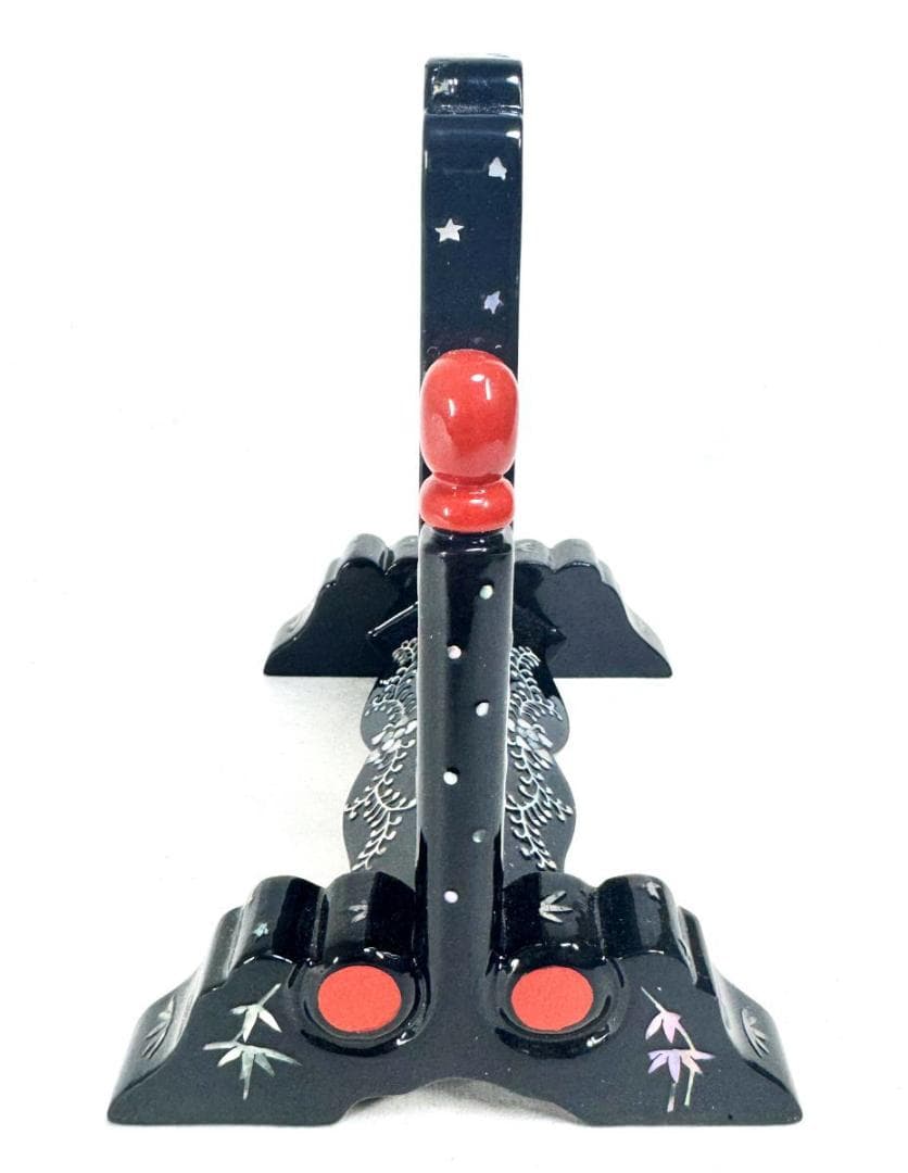 清時代 木製黒漆 青貝螺鈿装飾 山水人物麒麟神獣文 硯屏 衝立 WWWT107