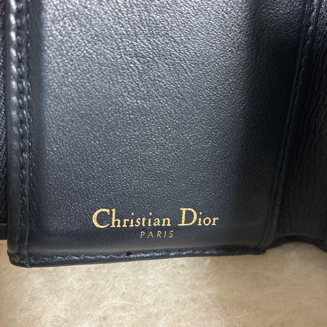 Christian Dior 三つ折り財布 ベージュ/ネイビー - メルカリ