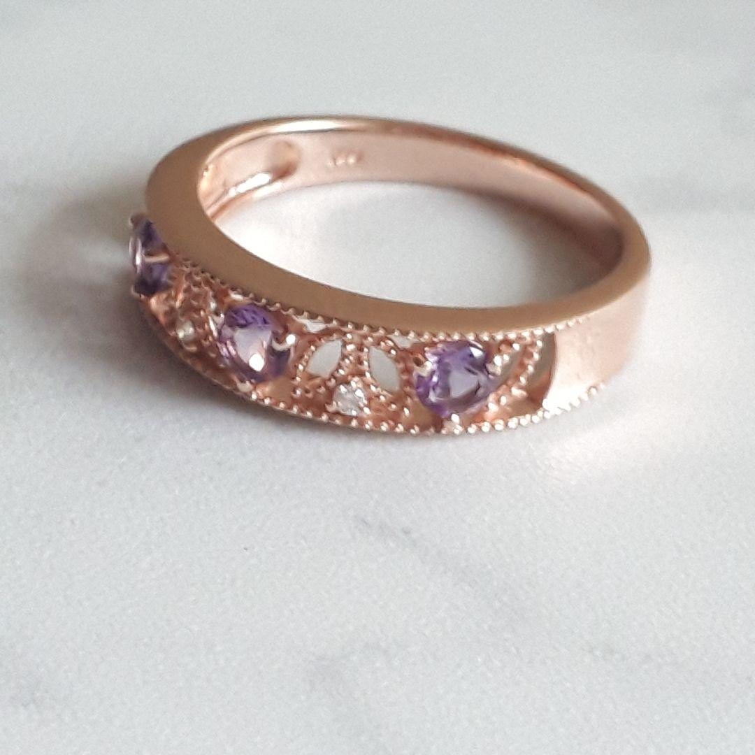 TSUTSUMI ジュエリーツツミ K10 リング 指輪 アメジスト ダイヤ