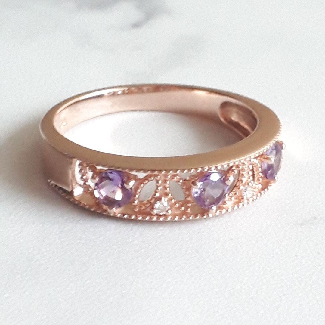 TSUTSUMI ジュエリーツツミ K10 リング 指輪 アメジスト ダイヤ