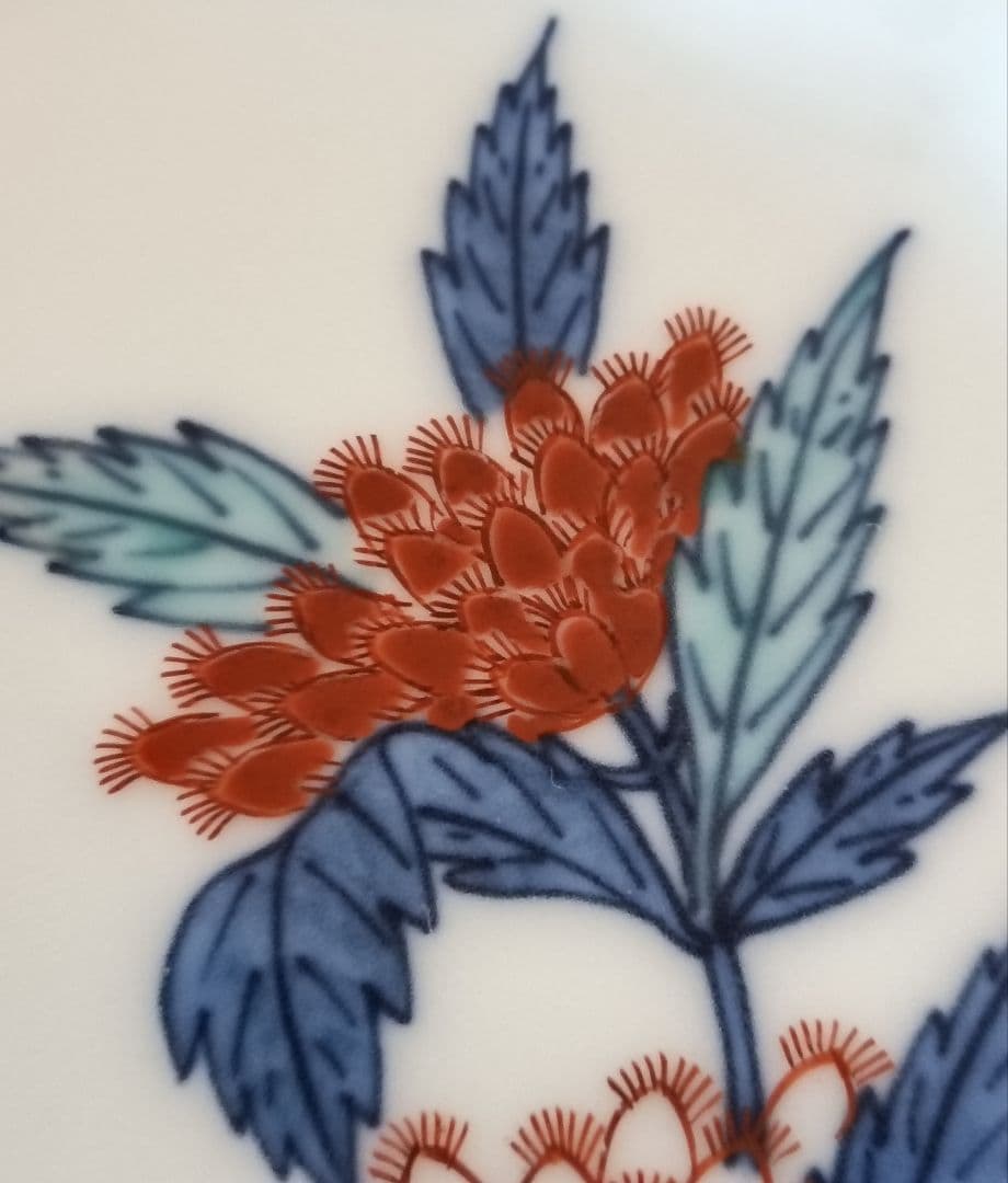 人間国宝 色鍋島 十三代今泉今右衛門作 錦藤袴絵銘々