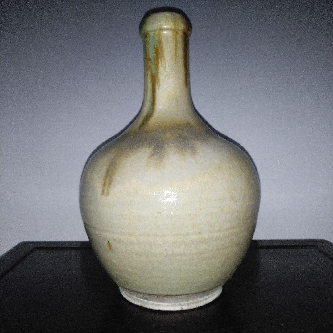 NO611 会津本郷焼　緑釉流し掛け徳利