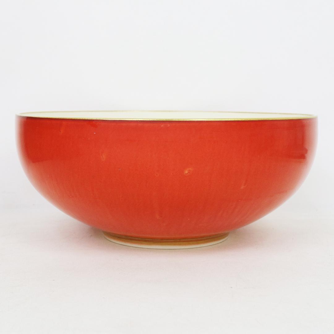 京焼 村田亀水 赤地金彩鉄鉢 菓子器 共箱