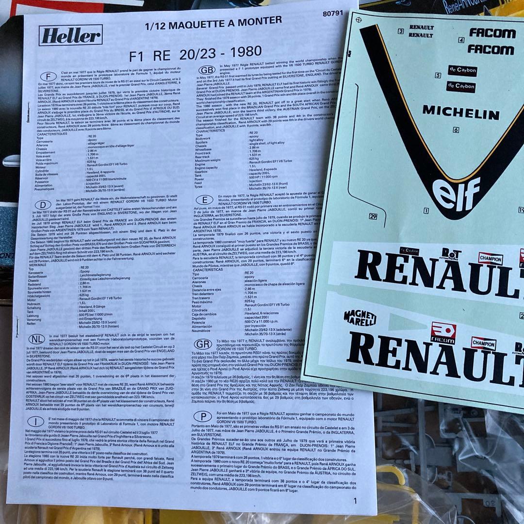 Heller 1/12 RENAULT ルノーF-1 RE20/23 1980