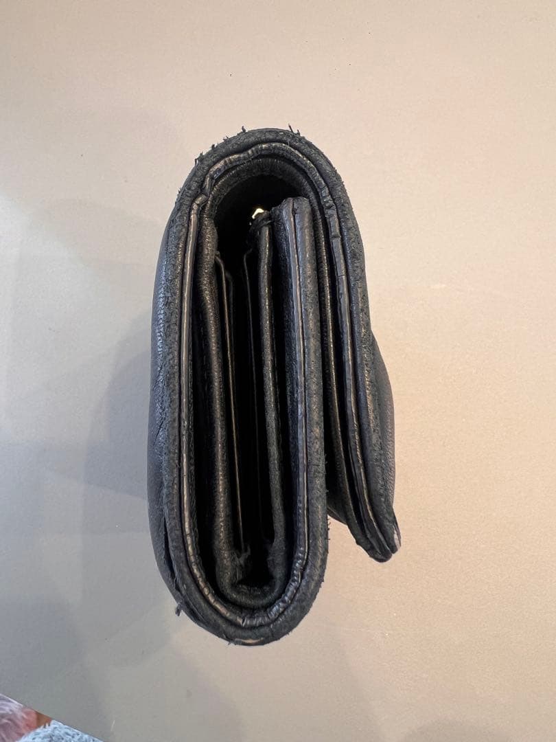 難有　マルジェラ グラムスラム 三つ折り財布 エンベロープ 4ステッチ ブラック