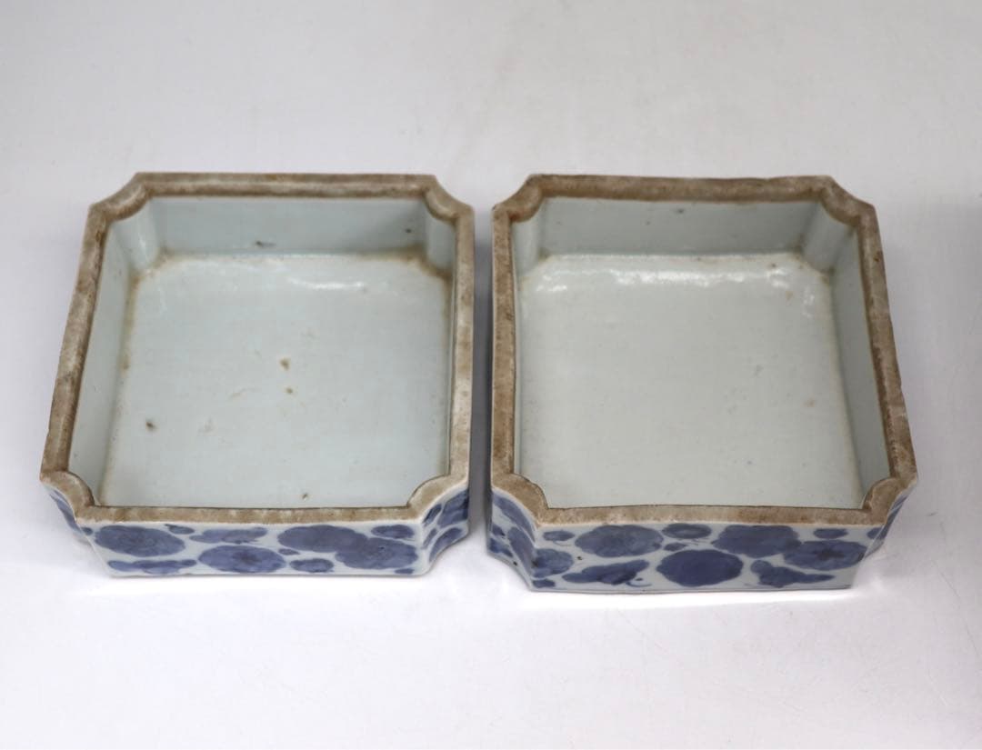 コレクション放出　中国清時代　青華　梅蜂紋重箱　共箱　送料込み0807