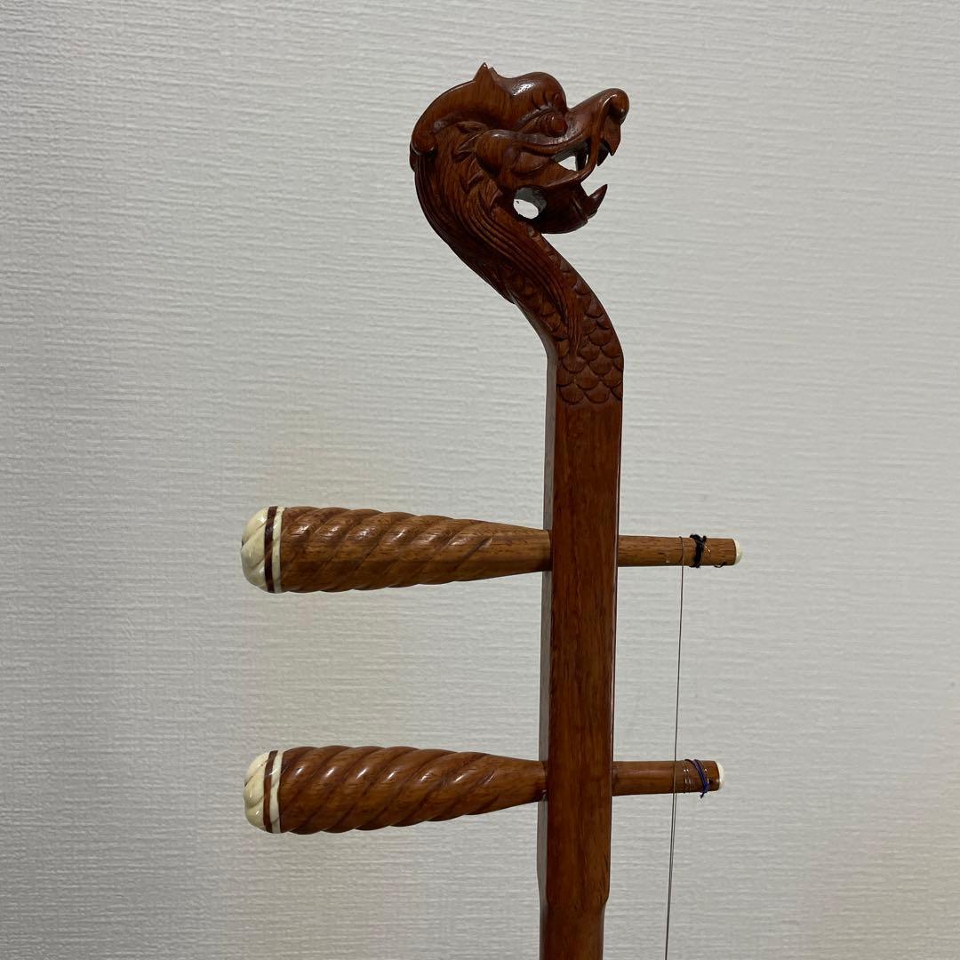 高級 二胡 龍頭 竜頭 弦楽器 民族楽器 ケース付属 蛇革 天然素材 ねじり