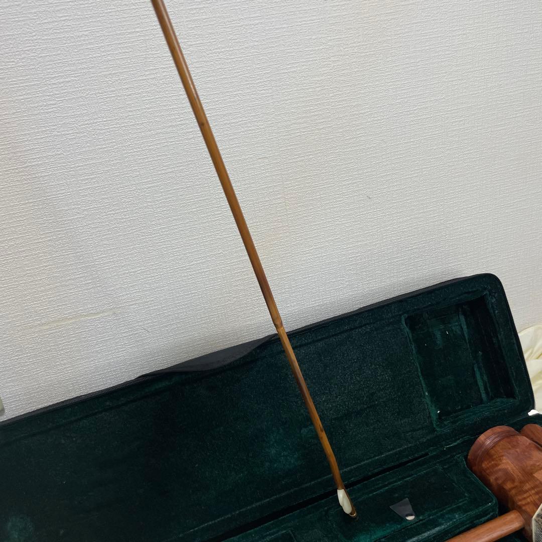 高級 二胡 龍頭 竜頭 弦楽器 民族楽器 ケース付属 蛇革 天然素材 ねじり