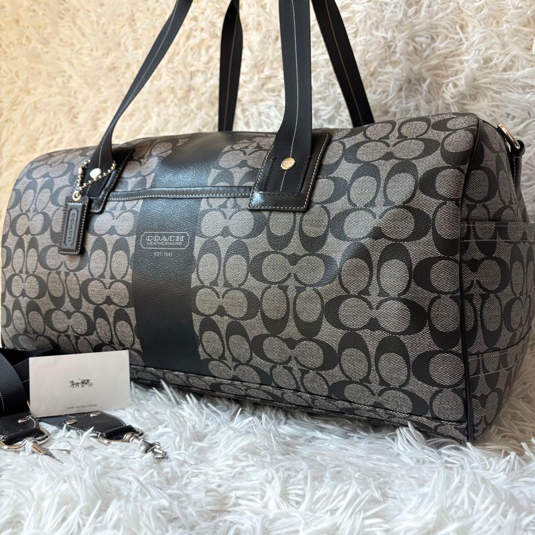 ✨極美品✨コーチ ボストンバッグ シグネチャー 2way レザー×PVC 大容量