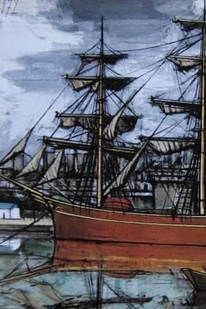 ベルナール・ビュッフェ「Saint Malo,le brick」希少画集の額装画